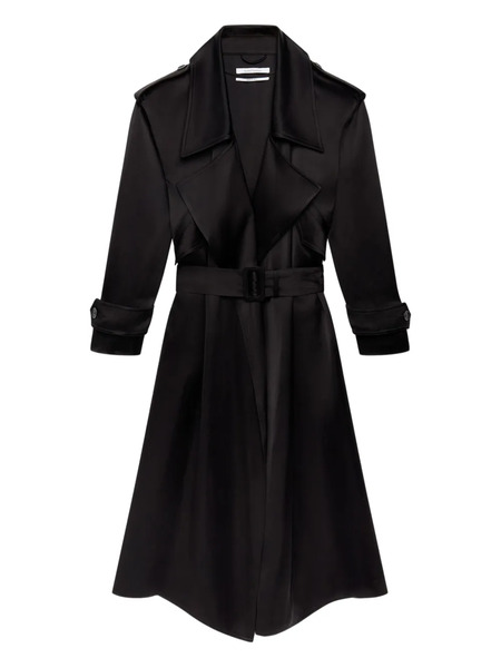  Another Tomorrow Satin-finish Trench Coat - Black 