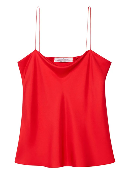  Another Tomorrow Slip-on Silk Top - Red 