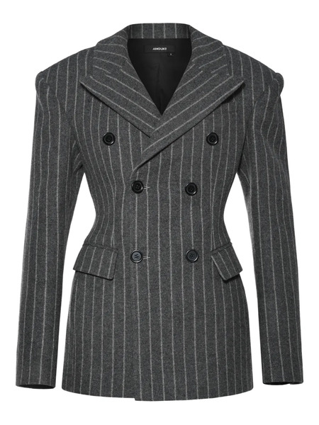  Anouki Double-breasted Striped Blazer - Grey 