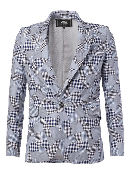  Anrealage Gingham Patch Blazer - White 