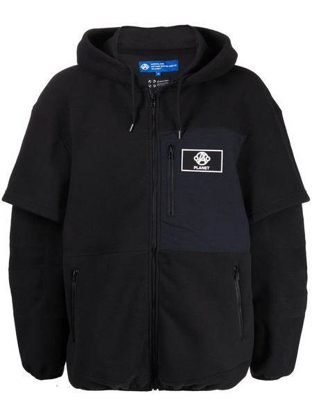  Anrealage Logo Patch Zip-up Hoodie - Black 
