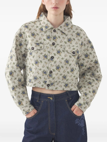  Antik Batik Floral-print Cropped Jacket - Green 
