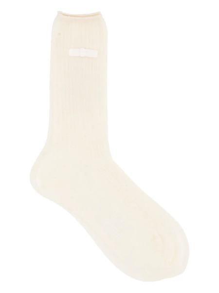  Antipast Bow-embellished Ribbed Socks - Neutrals 