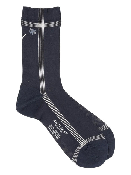  Antipast Embroidered Striped Socks - Blue 