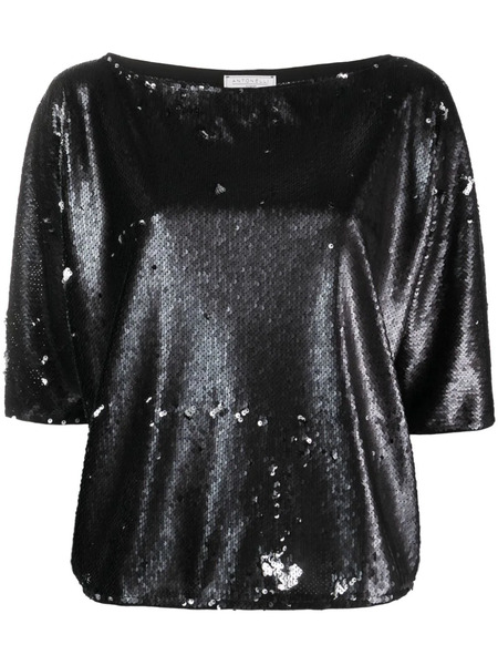  Antonelli Short-sleeve Sequin Top - Black 