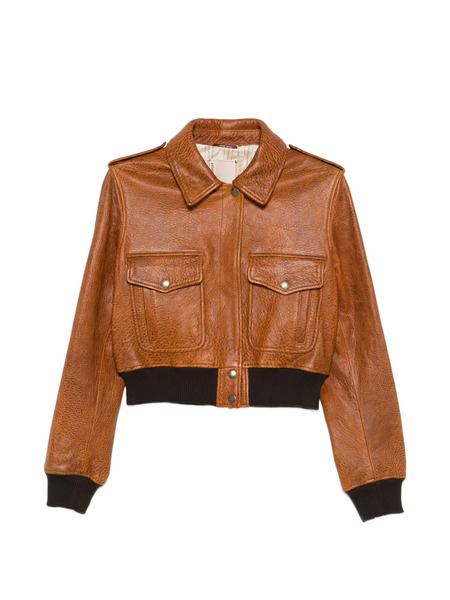  Antonio Marras Ribbed-hem Leather Jacket - Brown 
