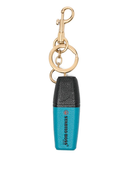  Anya Hindmarch Stabilo Boss Leather Keyring - Blue 