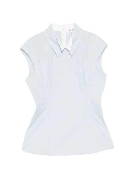  Ao Yes Collared Sleeveless Blouse - Blue 