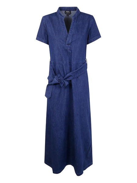  A.p.c. Annelie Belted Denim Midi Dress - Blue 