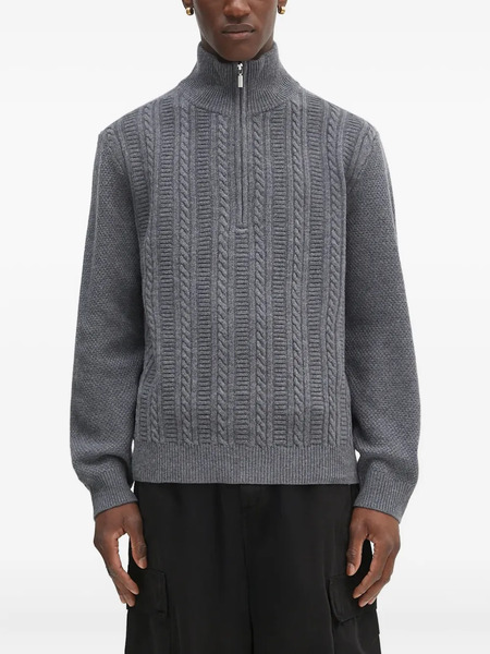  A.p.c. Cable-knit Half-zip Sweater - Grey 