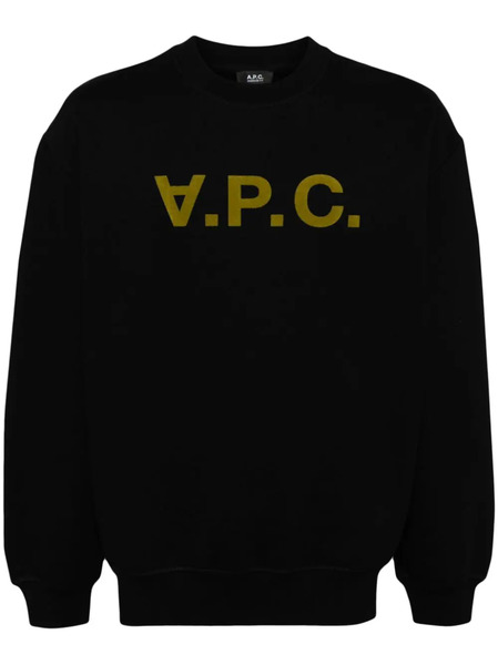  A.p.c. Devoré Effect Logo-print Round Neck Sweatshirt - Black 