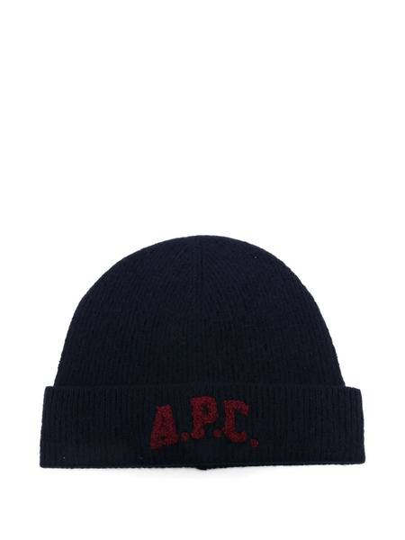  A.p.c. Embroidered-logo Beanie - Blue 