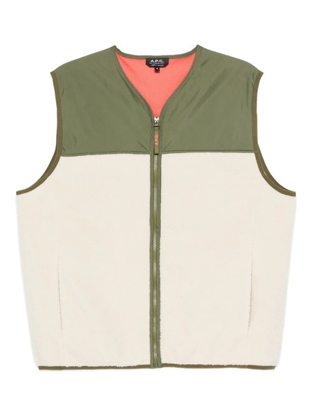  A.p.c. Fleece-paneled Zip-up Vest - Neutrals 