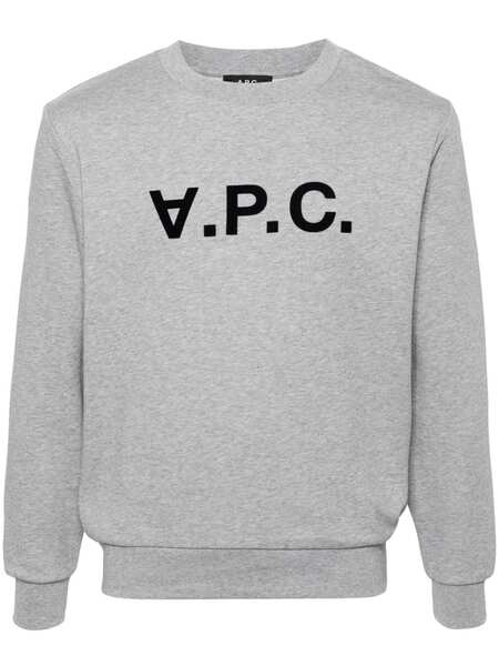  A.p.c. Flocked-logo Cotton Sweatshirt - Grey 