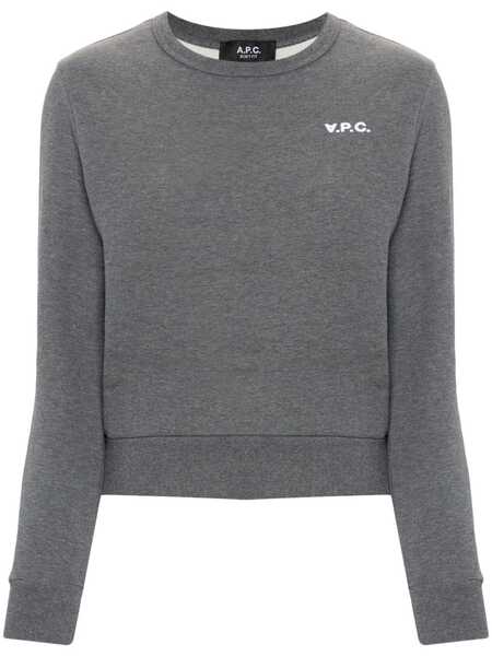  A.p.c. Flocked-logo Cotton Sweatshirt - Grey 