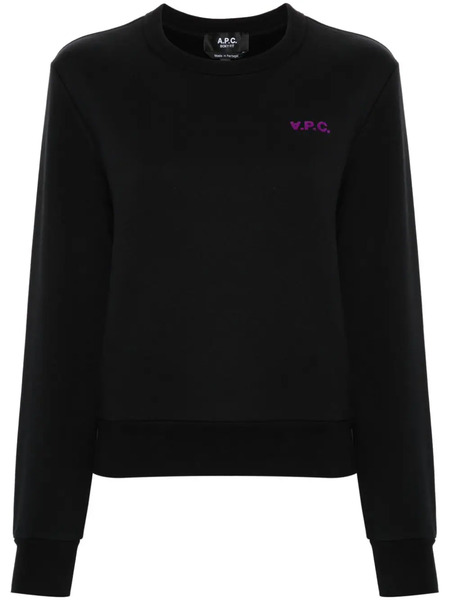  A.p.c. Flocked-logo Sweatshirt - Black 