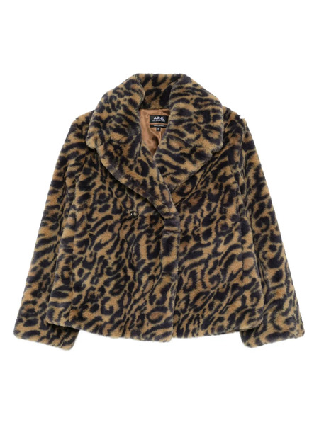  A.p.c. Leopard-print Double-breasted Jacket - Brown 