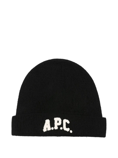 A.p.c. Logo-appliqué Beanie - Black 