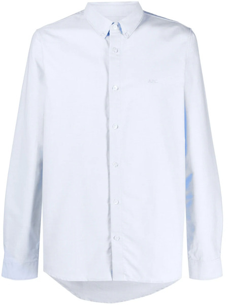 A.p.c. Logo-embroidered Button-down Shirt - Blue 