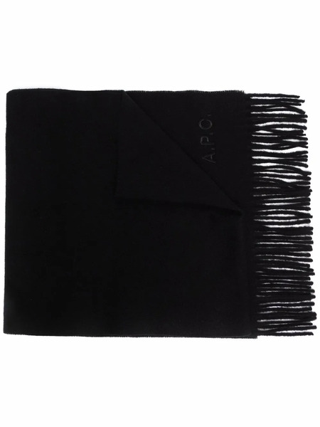  A.p.c. Logo-embroidered Wool Scarf - Black 