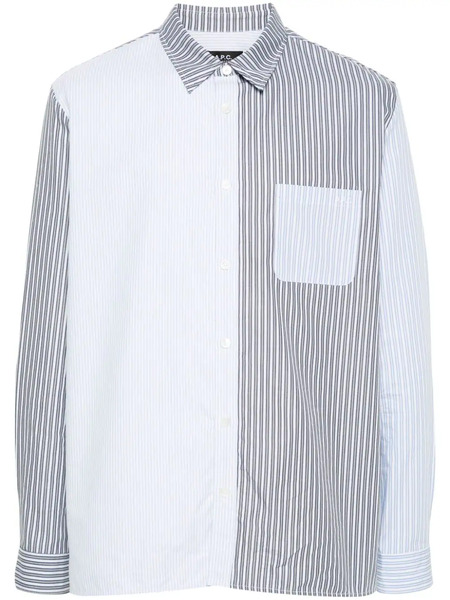 A.p.c. Patchwork Striped Shirt - Blue 
