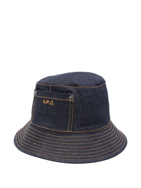  A.p.c. Pocket-detail Denim Bucket Hat - Blue 