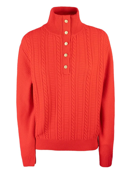  A.p.c. Thea Cable-knit Button Sweater - Red 