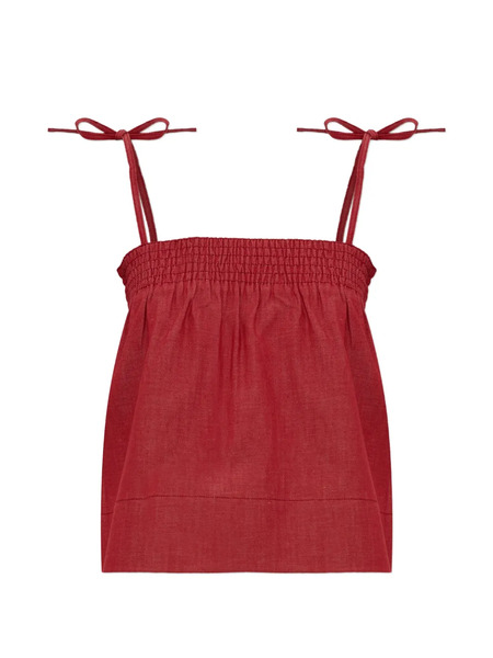  A.p.c. Tie-strap Smocked Top - Red 