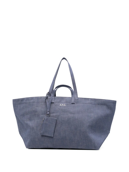  A.p.c. Top Handle Toile Tote Bag - Blue 