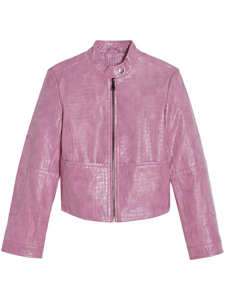  Apparis Crocodile-embossed Faux-leather Jacket - Pink 