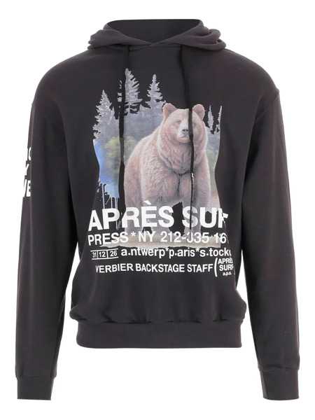  Après Surf Bear-print Drawstring Hoodie - Black 