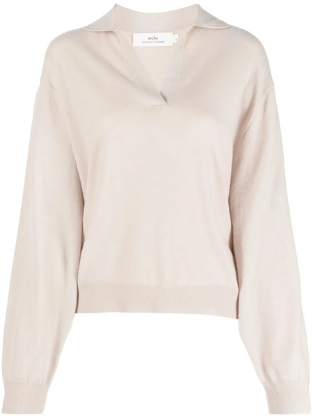  Arch4 V-neck Classic Collar Jumper - Neutrals 