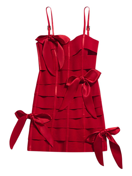  Area Bow Bandage Mini Dress - Red 
