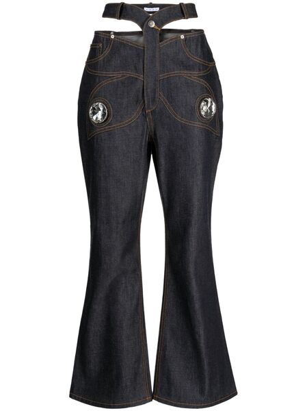  Area Butterfly Cut-out Flared Jeans - Blue 