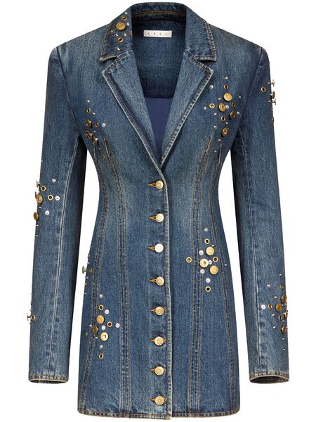  Area Button-embellished Dress - Blue 