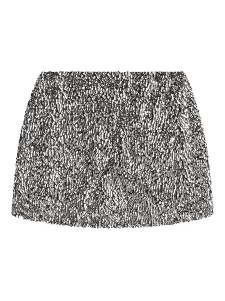  Area Crysta- Cluster Sequin Mini Skirt - Silver 