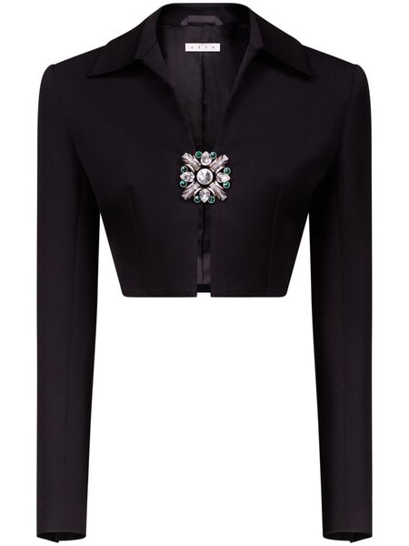  Area Crystal-brooch Cropped Jacket - Black 