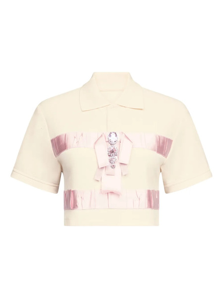  Area Crystal-embellished Cropped Polo - Neutrals 