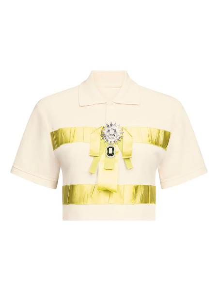  Area Crystal-embellished Cropped Top - Neutrals 