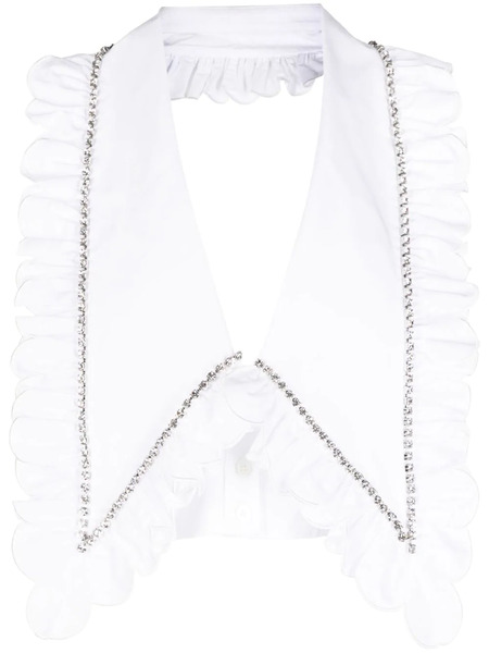  Area Crystal-embellished Cropped Top - White 