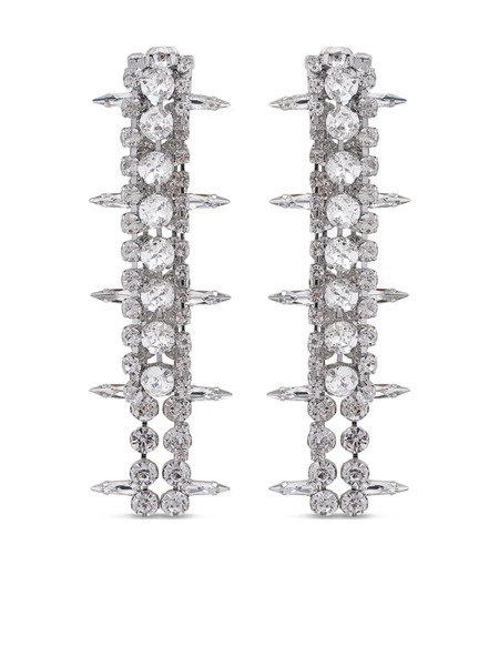  Area Crystal-embellished Fringe Drop Earrings - Silver 