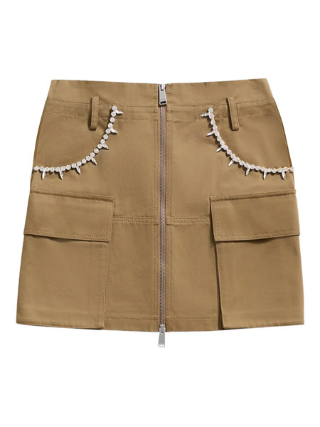  Area Crystal-embellished Mini Skirt - Neutrals 
