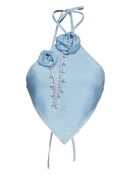  Area Crystal-embellished Top - Blue 