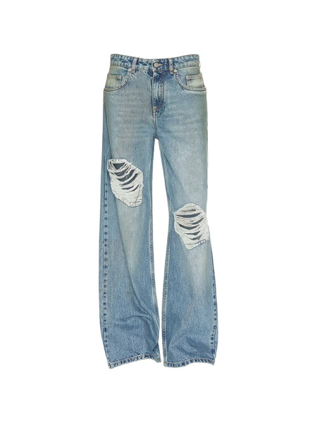  Area Crystal Fray Ripped Jeans - Blue 