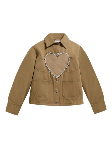  Area Crystal Heart Jacket - Brown 