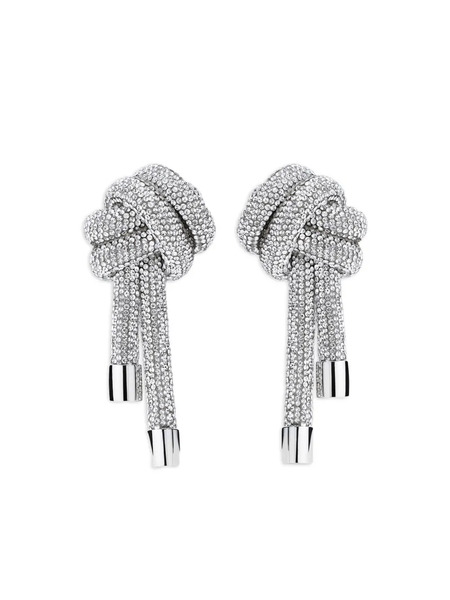  Area Crystal Knot Earrings - Silver 