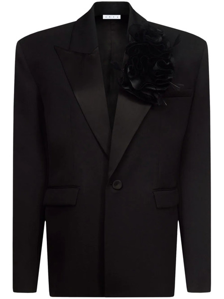  Area Flower Corsage Oversized Blazer - Black 