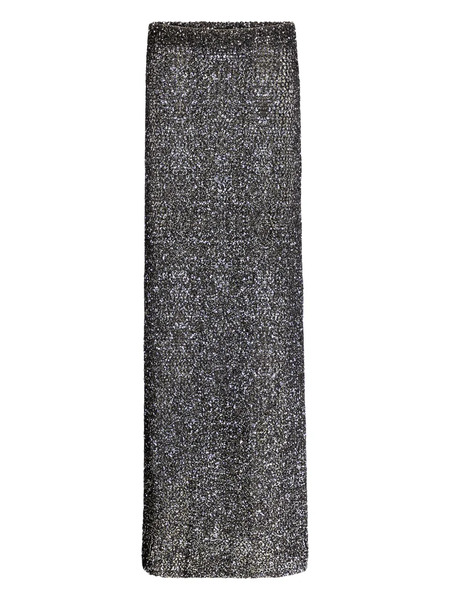 Area Sequin-embellished Skirt - Black 