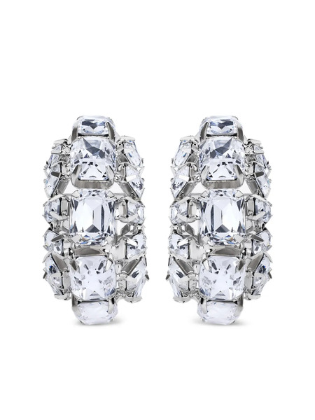  Area Small Crystal Hoops Earrings - Silver 