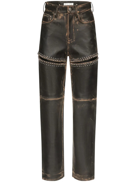  Area Studded Leather Slit Jeans - Black 